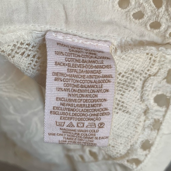 Free People • S • Eyelet Lace Cotton Bell 3/4 Sleeve Embroidered Top - Picture 4 of 4